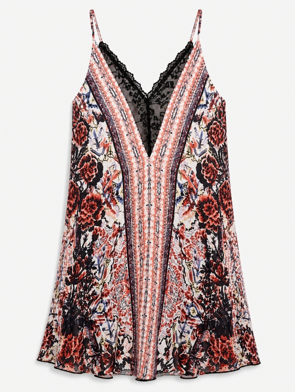 NWT Free People Floral V-Neck Slip Dress in Multicolor Size M - Picture 7 of 8